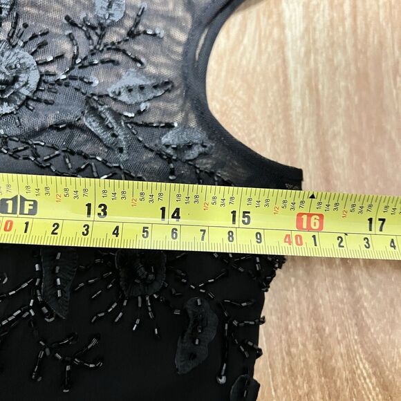 JS Boutique Silk Gown Dress Size 8 Black Lace Bodice Embroidered Evening Party - Picture 4 of 8